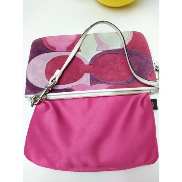 Coach Gallery Optic Signature C Multicolor Suede Leather Trim Wristlet Wallet - Picture 11 of 11